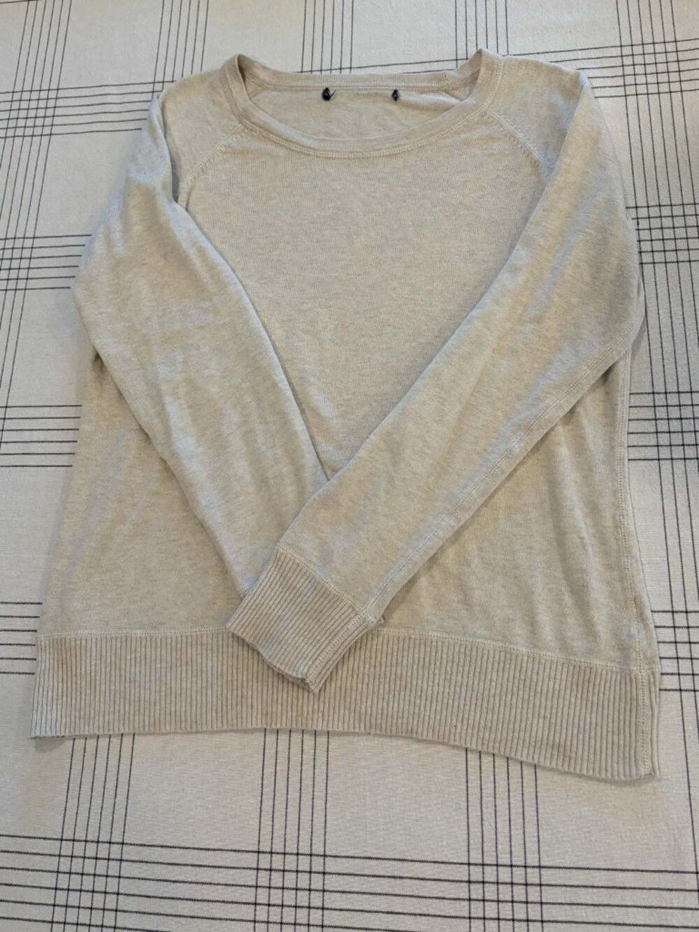 Ultra Soft Oatmeal Heather Knit Raglan Pullover Sweater 50% Modal
